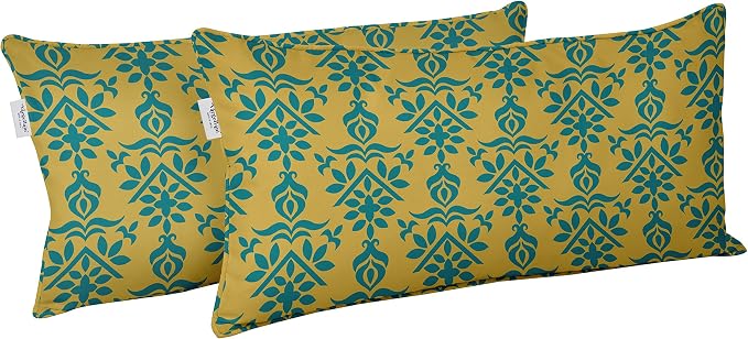 Indoor/Outdoor Polyester Fabric Lumbar Pillow Cover, All-Weather Waterproof Rectangular Cushion Case for Patio Furniture, 12 x 24 Set of 2 - Block-13