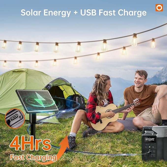 addlon 54FT(48+6) Solar String Lights Outdoor Waterproof with USB & Remote | Control Dimmable Solar Patio Lights IP65 Solar Powered Edison LED Bulbs for Outside Bistro Camping