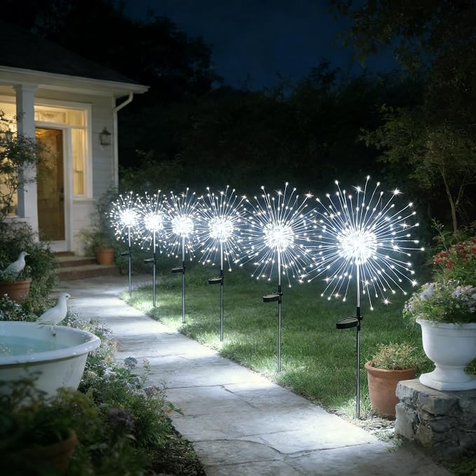 HPUFKOT Solar Garden Lights Outdoor,Waterproof Garden, 2PC 200 LED Twinkling Firework Lights Decorative with 8 Modes,Decor for Yard Patio Pathway Lawn for Yard Outside Fairy Decorative