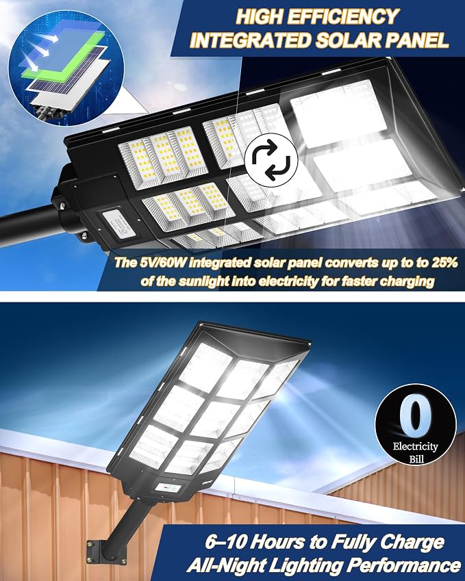 Solar Street Lights Outdoor, Of-7200W Commercial Parking Lot Light | Solar Flood Light, LED Area Light with Motion Sensor, Dusk to Dawn, Remote Control for Security Lighting in Streets, Barns