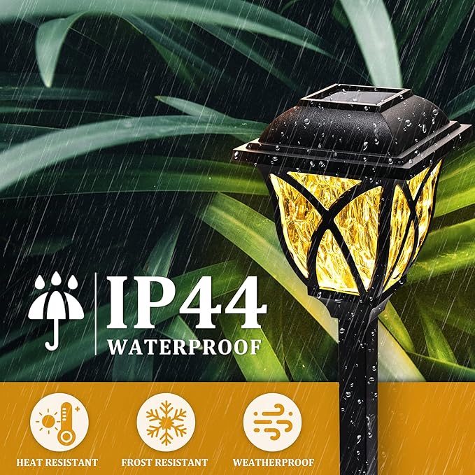 GIGALUMI 6 Pack Solar Lights Outdoor Waterproof, LED Solar Garden Lights | Outdoor Decorations, Garden Decor for Yard, Patio, Landscape, Planter, Walkway (Warm White)