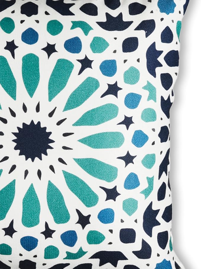 Fab Habitat Indoor/Outdoor Throw Pillow Made from Recycled Polyester Yarn - Stain Resistant, Machine Washable, Insert Included - Tile - Patio, Deck, Porch, Living Room - Mosaic Multi Blue (20" x 20")