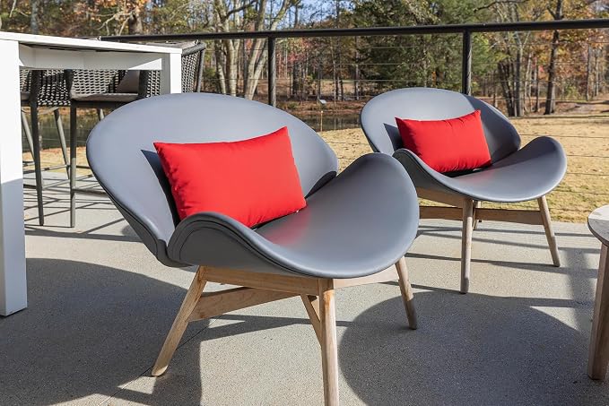 RSH Décor - Jumbo Lumbar Throw Pillows – Set of 2 | 26" x 16" | Indoor Outdoor Use – Patio, Lounge, Adirondack, Deck | Water & Fade-Resistant | Includes Down-Alternative Inserts | Heritage Red