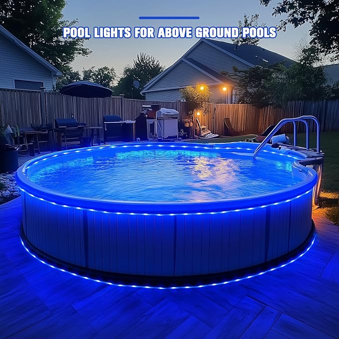 JMEXSUSS 2 * 200 LED Blue Solar Rope Lights for Pool | 66ft IP 65 Waterproof Solar String Light Outdoor, 8 Modes Christmas Lights for Camp Trampoline Ladder Slide Tent
