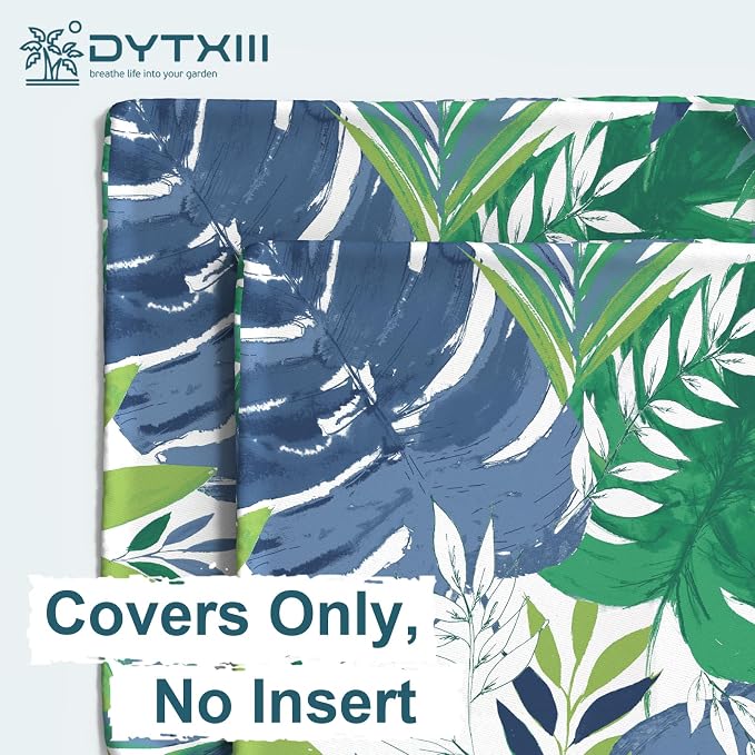 DYTXIII Pack of 2 Outdoor Waterproof Lumbar Pillow Covers ONLY, 12x20 Rectangle Decorative Double Printed Pillow Cases for Patio Couch Porch Furniture - Islamorada Blue Green
