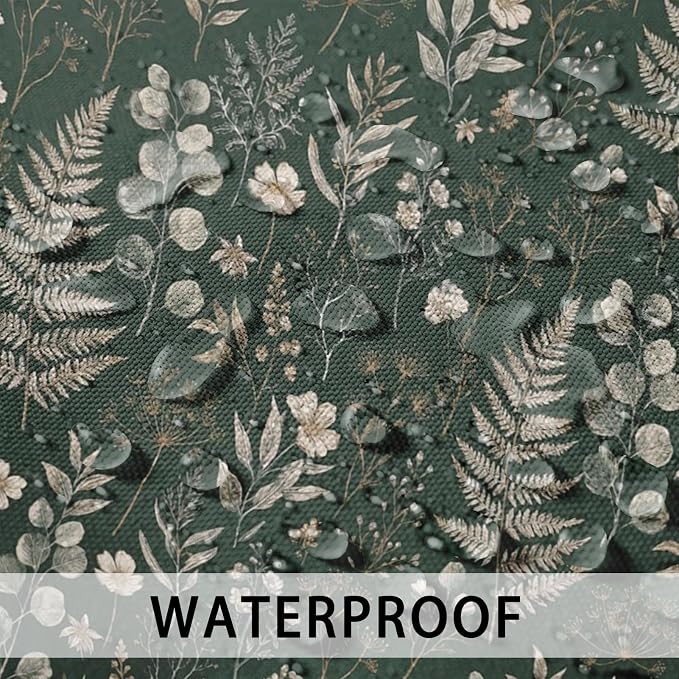 Throw Pillow Covers, Wildflower Eucalyptus, 18 x 18 Inch, Set of 2 | Cottagecore Farmhouse Garden Green Waterproof Outdoor Square Cushion Case Pillowcase for Couch Beach Patio