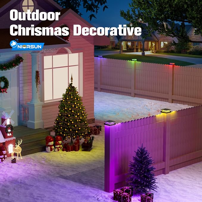 4x4 Post Solar Lights Color Changing,Solar Post Light,24 Pack Black | RGB Solar Post Cap Lights for 4x4 Post Caps Wood Vinyl,IP44 Waterproof Fence Post Solar Lights Outdoor, Solar Deck Post Light