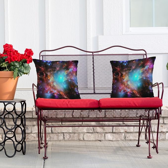 Swono Galaxy Space Pack of 2 Decorative Throw Pillow Covers Cushion Covers, Starry Outer Space Galaxy Milky Way Couch Pillow Case Boho Cushion Pillowcase for Bedroom Sofa Living Room 18X18 Inch