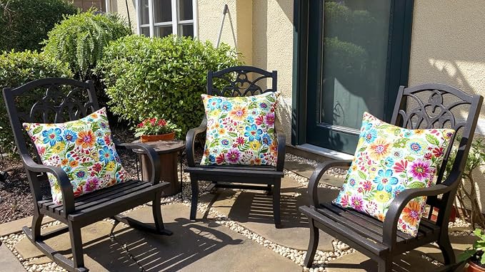 RSH DECOR Lumbar Set of 4, 20" x 12", Outdoor Pillows for Patio Furniture, Outdoor Pillows Waterproof, All-Weather Spun Polyester for Patio Furnitures, Gregoire Fresco, Made in USA