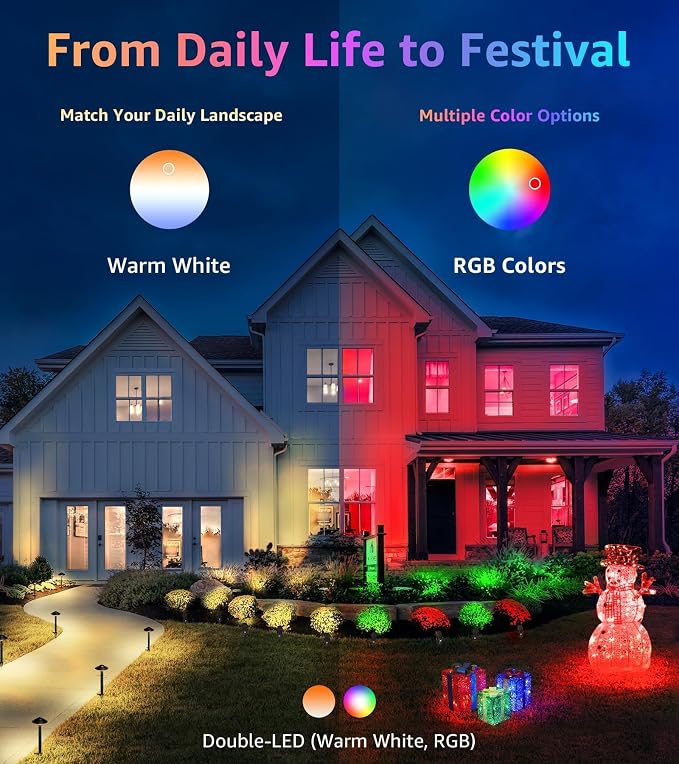 SUNVIE Spot Lights Outdoor 12W RGBW Color Changing Landscape Lights with Remote Control 120V RGB Landscape Lighting Waterproof Outdoor Spotlights for Yard Garden Patio Lawn Decorative, 4 Pack