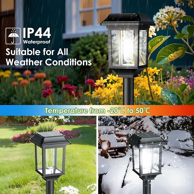 Mancra Solar Outdoor Lights Waterproof, 8 Pack Metal Glass Solar Pathway Lights Outdoor Lighting Garden Decor for Landscape Path Yard Patio Driveway (Cool White)