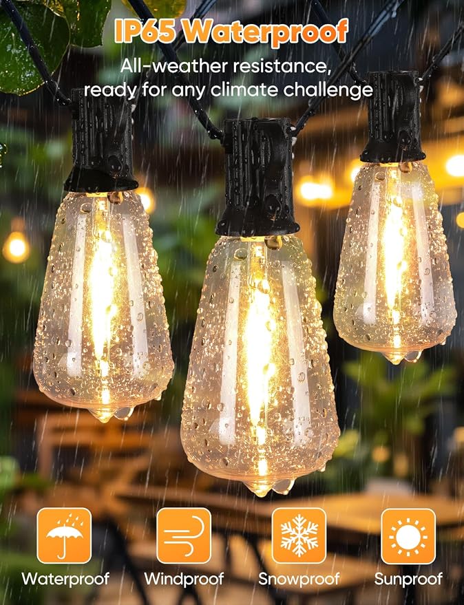 ST38 Outdoor String Lights with Remote, 3 Color in 1, 120FT, 38 Bulbs, 2700K/4000K/5000K