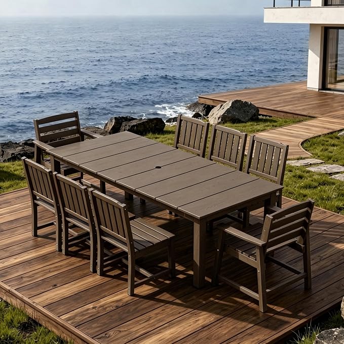 AreShark Patio Dining Chair Set of 2,All Weather HDPE Outdoor Dining Armless Chairs with Wide Seat and Backrest,Weatherproof Patio Chairs for Garden,Backyard,Deck,Coffee