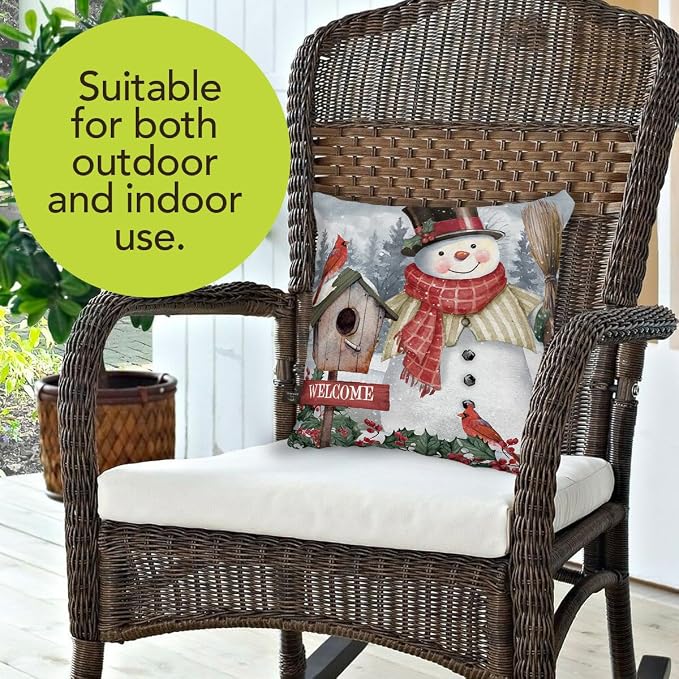 Briarwood Lane Winter Indoor/Outdoor Pillow 17x17 Jolly Snowman Welcome for Winter Pillow