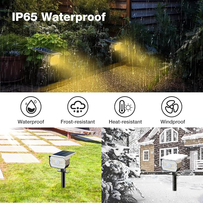 nipify Solar Lights Outdoor Waterproof, Motion Sensor Spot Landscape Light | 6 Pack/3 Modes/56 LED, Warm White, Waterproof, Solar Powered, Landscaping, Lighting for Outside Pathway Yard Garden Walkway