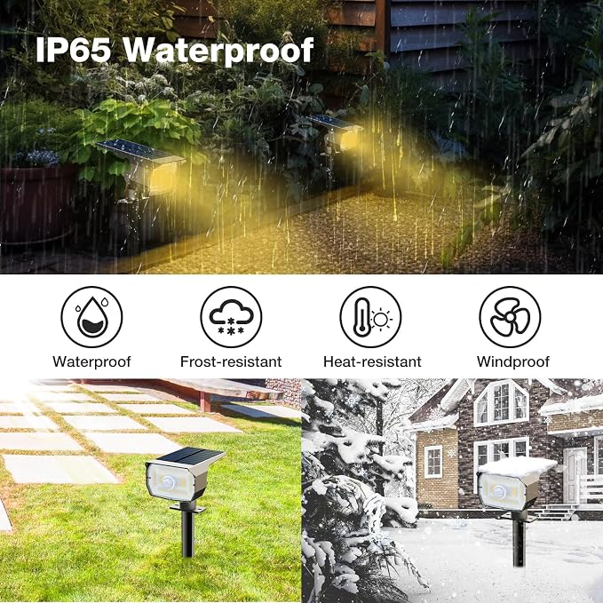 nipify Solar Lights Outdoor Waterproof, Motion Sensor Spot Landscape Light | 2 Pack/3 Modes/56 LED, Warm White, Waterproof, Solar Powered, Landscaping, Lighting for Outside Pathway Yard Garden Walkway