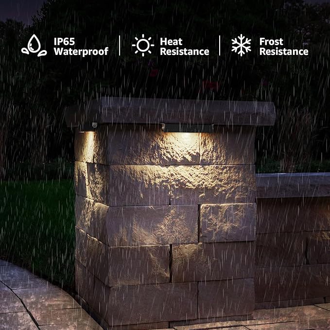 SUNVIE 8-Pack 7 Inch Retaining Wall Lights 5W LED Waterproof Hardscape Lighting 12V Low Voltage Step Lights Outdoor Landscape Lighting with Connectors 3000K Warm White Paver Lights, ETL Listed Cord