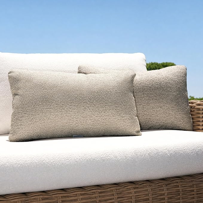 Outdoor Lumbar Pillow Set of 2 with Inserts, Outdoor Throw Pillow Water Resistant for Patio Furniture, 12x20 Inch Outdoor Pillows with Removable Zipper Cover