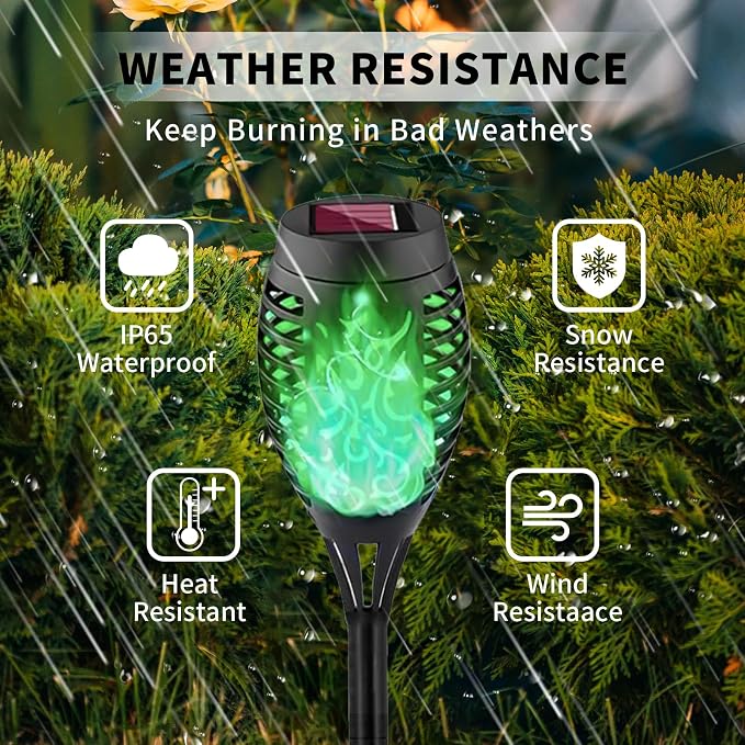 Swingers Solar Lights Outdoor, Halloween Solar Torch Lights | With Flickering Flame, Waterproof Outdoor Garden Lights for Outside Patio Pathway Yard Decorations
