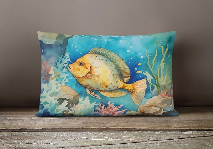 Caroline's Treasures DAC2787PW1216 Flounder Throw Pillow Machine Washable, Indoor Outdoor Decorative Pillow for Couch, Bed or Patio, 12HX16W