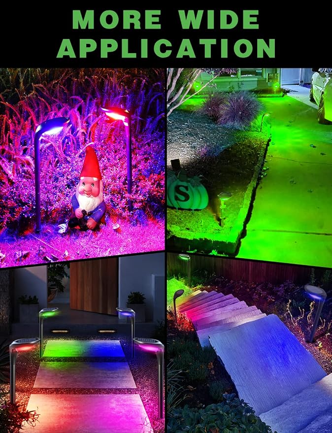 Color Solar Pathway Lights, 4-Pack Color Changing Solar Lights Outdoor Waterproof for Christmas Easter Halloween LED Garden Landscape Light Solar Powered for Yard Path Patio Driveway Lawn
