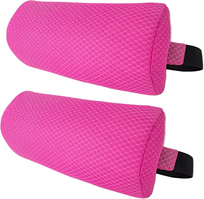 2 Pack Headrest Pillow for Patio Chaise Lounge,Recliner,Beach Chair,Pink | Resilient 3D mesh pillow with removable washable cover, adjustable elastic strap, ergonomic support, lightweight portable