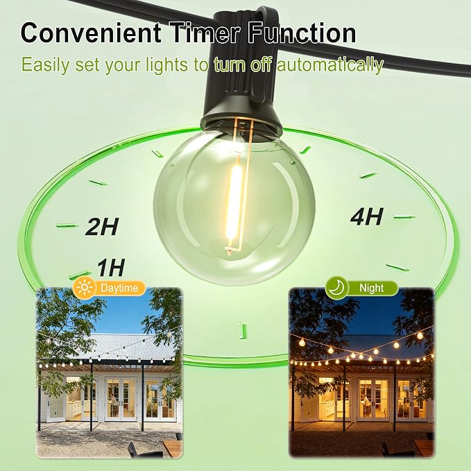 Outdoor String Lights Waterproof 75FT (1FT Bulbs Spacing) Remote for Patio | Connectable Outside Lighting Remote Dimmable,3 Modes,Timmer with 75 Plastic Globe Bulb for Backyard Bistro Porch Garden Fence