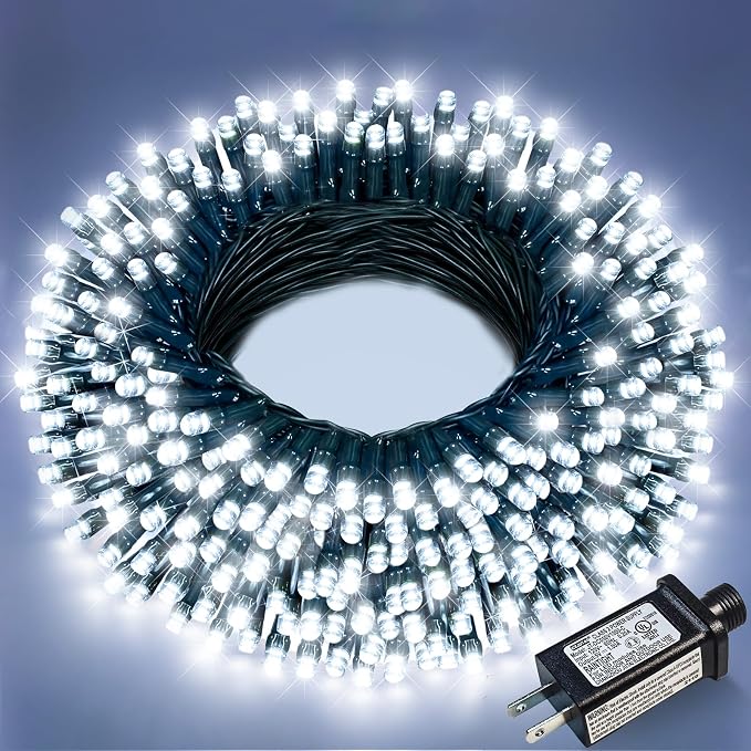 White Christmas Lights Outdoor, 66FT 200 LED Christmas Tree Lights | Waterproof 8 Modes Plug in Connectable String Lights for Outside Bedroom House Patio Garden Party Wedding Decorations