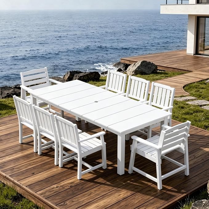 AreShark Patio Dining Chair Set of 2,All Weather HDPE Outdoor Dining Armless Chairs with Wide Seat and Backrest,Weatherproof Patio Chairs for Garden,Backyard,Deck,White