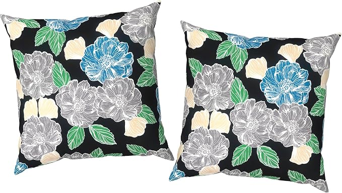 Outdoor Pillow Covers Waterproof 20x20 Inch Set of 2 Peony Garden Decorative Outside Patio Furniture Cushion Cases Decor for Porch Garden