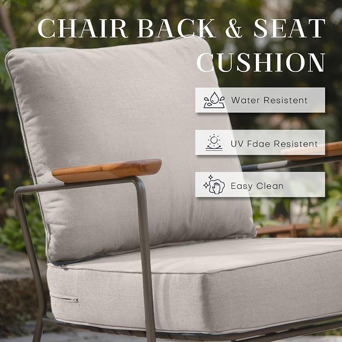 Luxury 24*24*6in Outdoor Patio Cushions, 1 Piece Beige Outdoor Cushion | 6in Outdoor Patio Cushions, Water-Resistant, Reversible, Removable Cover, for Patio Chairs Sofa Couch Loveseat