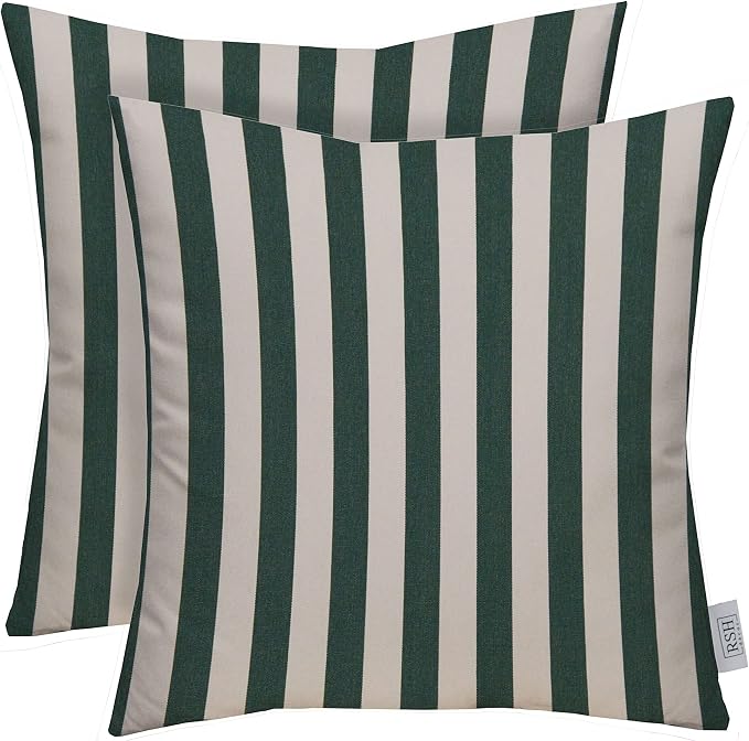 RSH DECOR: Sunbrella Square Throw Pillows Set of 2 | 24" x 24" | Water and Fade-Resistant Performance Fabric | Outdoor Pillow Covers with Down-Alternative Inserts | Mason Forest Green