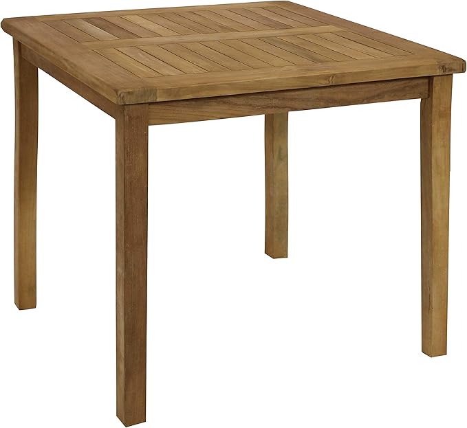 Sunnydaze 4-Person Teak Wood Outdoor Table - Square 32-Inch Patio Dining Table for Outside, Deck, or Balcony - Ideal for Backyard Gatherings
