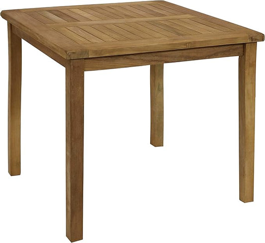 Sunnydaze 4-Person Teak Wood Outdoor Table - Square 32-Inch Patio Dining Table for Outside, Deck, or Balcony - Ideal for Backyard Gatherings
