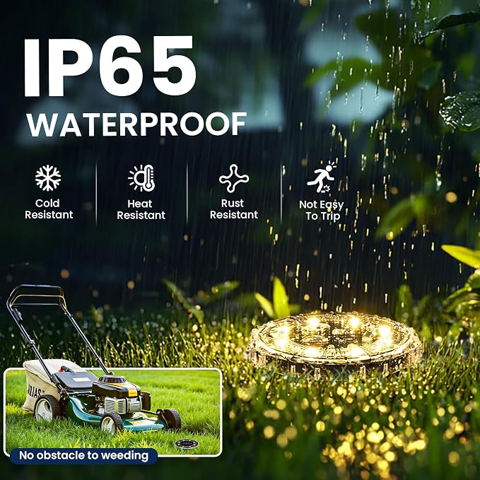 SOLPEX Solar Ground Lights Outdoor, Pathway Lights 20 Pack Warm White | IP65 Waterproof Landscape Lighting for Walkway, Driveway, Pathway, Garden, Backyard Decor- Transparent Lampshade