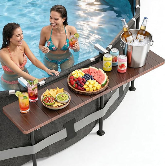 Utheer Folding Pool Bar Table for Above Ground Pools, Drinks Within Reach | Fits 1-3.5 in pool rails; 47.2 in tabletop supports 110 lb; keeps drinks and snacks within reach