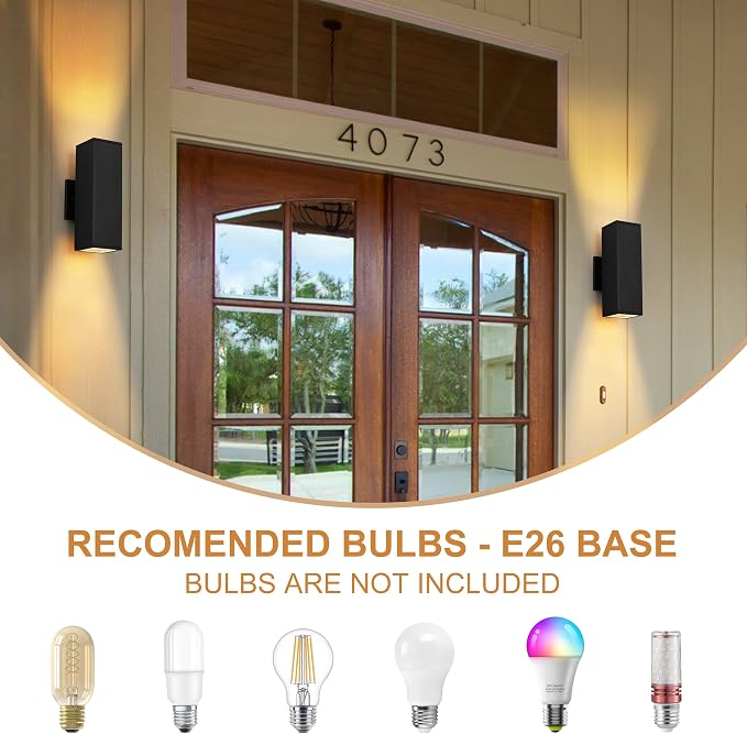 Dusk to Dawn Outdoor Wall Lights, 2 Pack Waterproof Exterior Lighting Fixtures, Up Down Porch Lights Outdoor Lights for House Porch Patio, ETL Listed