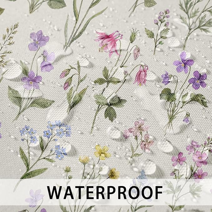 Outdoor Throw Pillow Covers, Floral Wildflower, Set of 2 | Botanical waterproof 18 x 18 inch square pillowcase cushion case decorative pillows for farmhouse garden couch beach patio