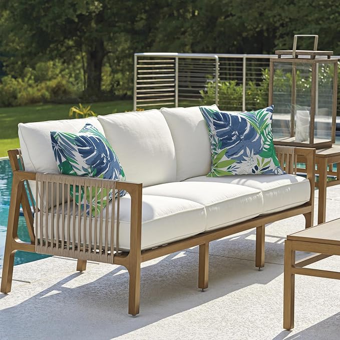 DYTXIII Pack of 2 Waterproof Outdoor Pillow with Inserts, 18x18 Square Patio Decorative Throw Pillow for Home,Sofa,Bench and Patio Furniture,Islamorada Blue Green