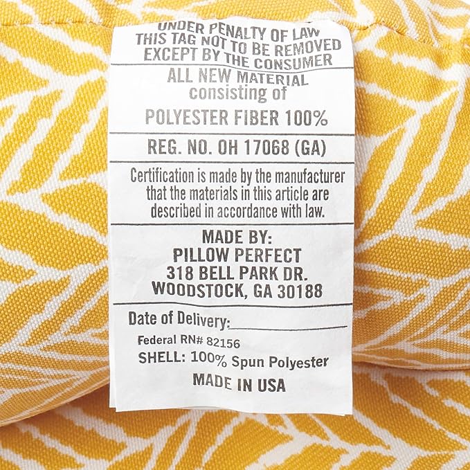 Pillow Perfect Outdoor/Indoor Herringbone Egg Yolk Reversible Chair Pads, 15.5" x 16", Yellow, 2 Pack