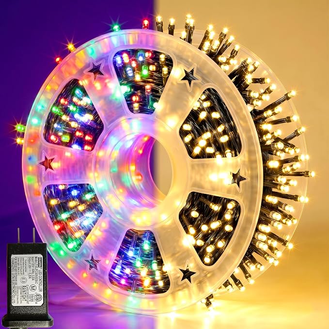 1000 LED Color Changing String Lights with Remote, 328 ft | Green Wire Warm White to Multicolor Christmas Lights Plug in, 11 Modes Waterproof Twinkle Fairy Lights Indoor Outdoor Decor
