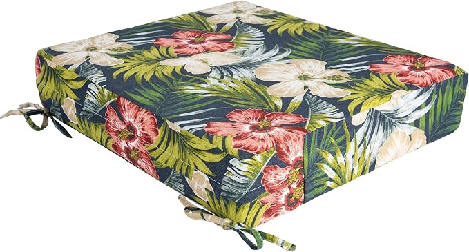 Magpie Fabrics Indoor Outdoor Cushion Cover Replacement 2 Pack, NO Insert! Water Repellent Slipcover with Ties Decor for Patio Garden Chair Sofa Bench Wicker(Midnight Floral, 22x20x4 Inch)