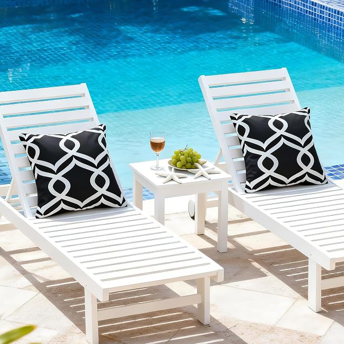 Geometric Outdoor Waterproof Throw Pillow Covers 18"x18" Set of 2 | Abstract Decorative Pillow Cover, Boho Square Cushion Cases for Garden Patio Tent Balcony Bench Couch Sofa, Black & White