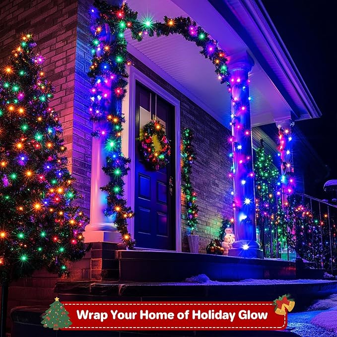 Extra Long 264Ft 800 LED Christmas Lights with Timer, Green Wire Fairy Starry String Lights Plug in, 8 Modes and Memory, forIndoor Outdoor Xmas Tree Wedding Party Decoration,Multicolor