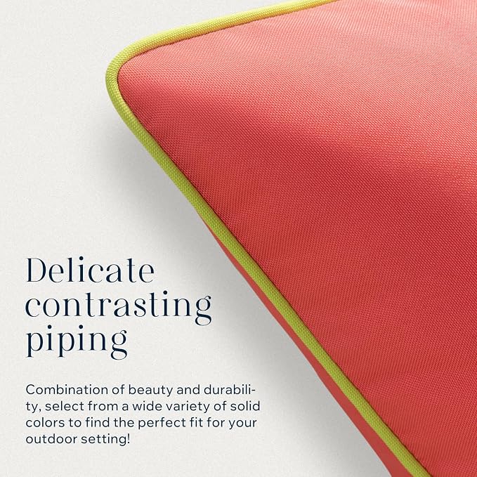 Phantoscope Pack of 2 Outdoor Waterproof Throw Pillow Covers with Contrast Piping, Decorative Square Cushion Case Patio Pillows for Couch Tent, Rose Pink 18x18 inches