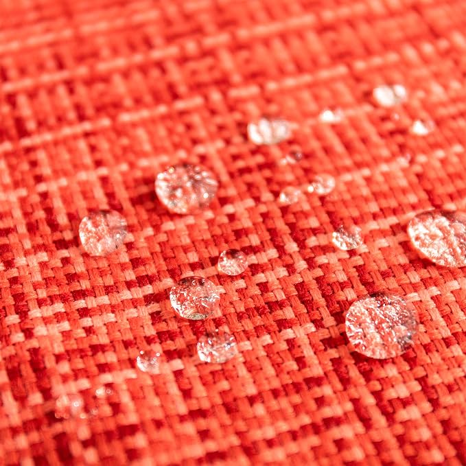 Kevin Textile Outdoor Waterproof 12"x24" Lumbar Pillow Covers 2 Pack, Red | Water Resistant, Faux Linen Yarn-dyed, Woven Texture Throw Pillow Covers for Tent Patio Garden Couch Sofa