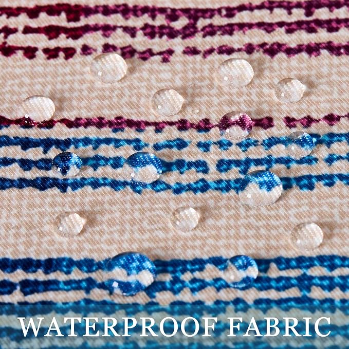 Adabana Patio Striped Outdoor Pillow Covers Waterproof Set of 2, 18"x18" | Colorful Decor, Blue Outdoor Pillows for Patio Furniture Garden Porch