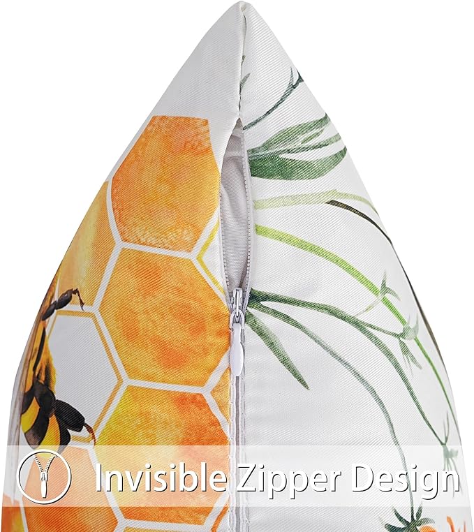 Merrycolor Pack of 2 Outdoor Waterproof Throw Pillow Covers 18x18 Summer Yellow Floral Decorative Square Pillowcase Outdoor Pillow Covers for Patio Furniture Garden