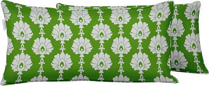 Indoor/Outdoor Polyester Fabric Lumbar Pillow Cover, All-Weather Waterproof Rectangular Cushion Case for Patio Furniture, 12 x 24 Set of 2 - Block-61