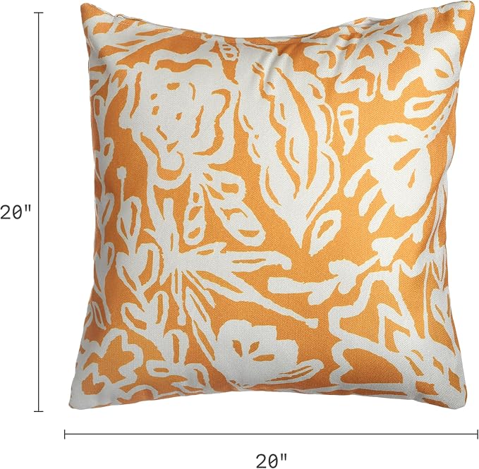 Fab Habitat Indoor/Outdoor Throw Pillow Made from Recycled Polyester Yarn - Double Sided, Stain Resistant, Machine Washable - Abstract - Patio, Deck, Living Room - Glamis Mustard Yellow (20" x 20")